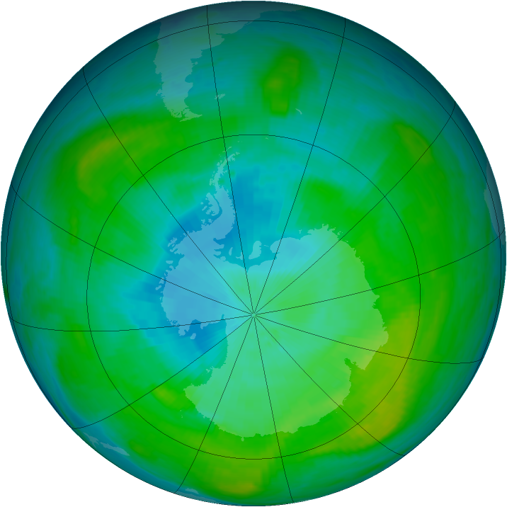 Antarctic ozone map for 08 February 1982
